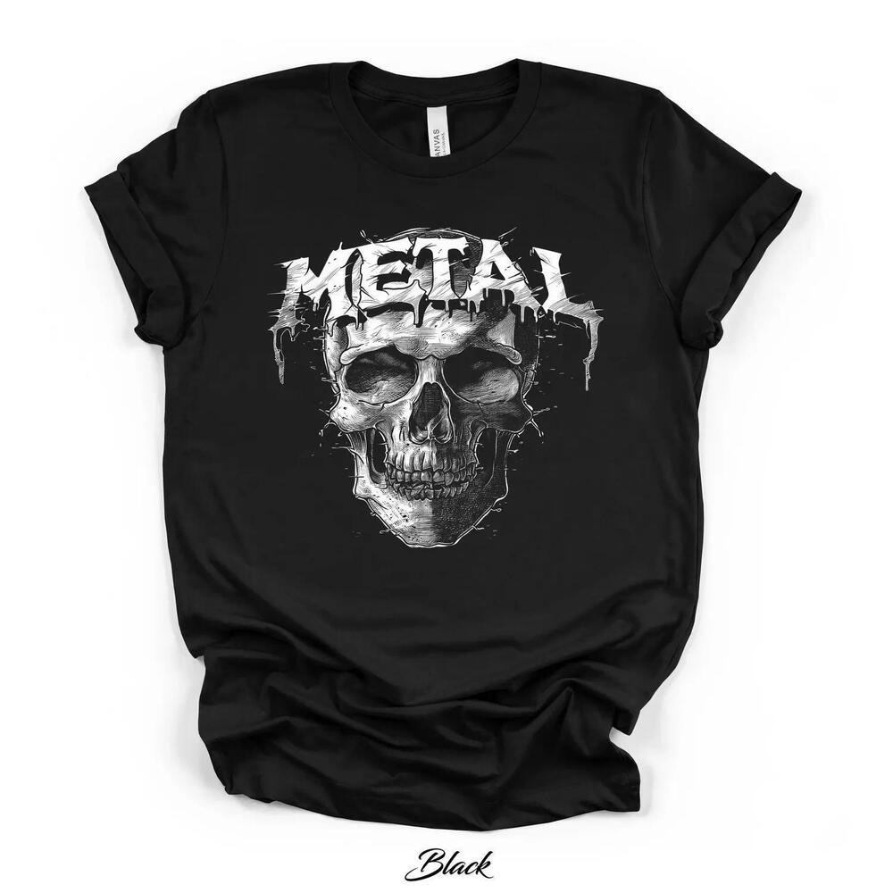 Metal Skull Black Unisex Graphic Tee, Heavy Metal Dark Art Shirt